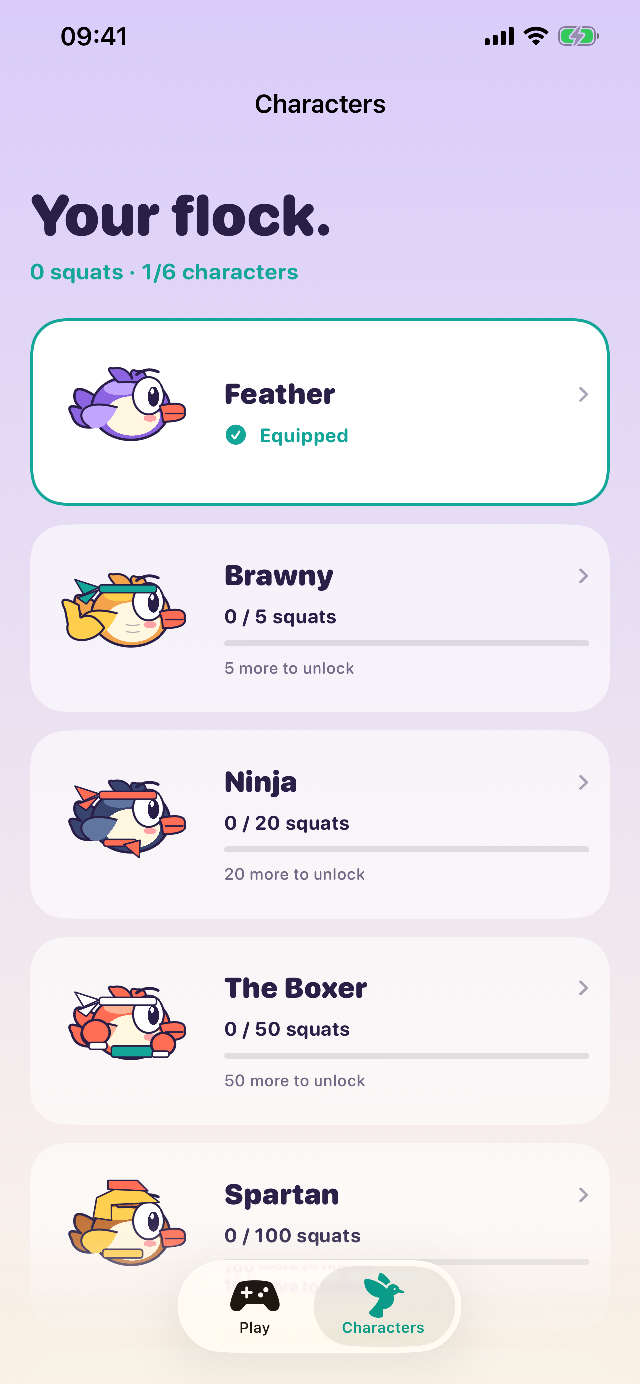 Flappy Squat character collection
